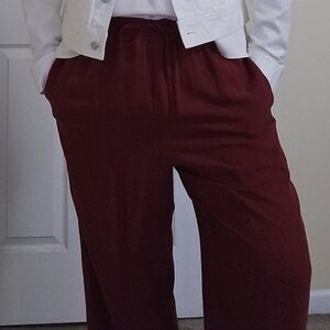 Vintage Silk Pant Red Medium Bridgetown Collection Wide Leg Drawstring